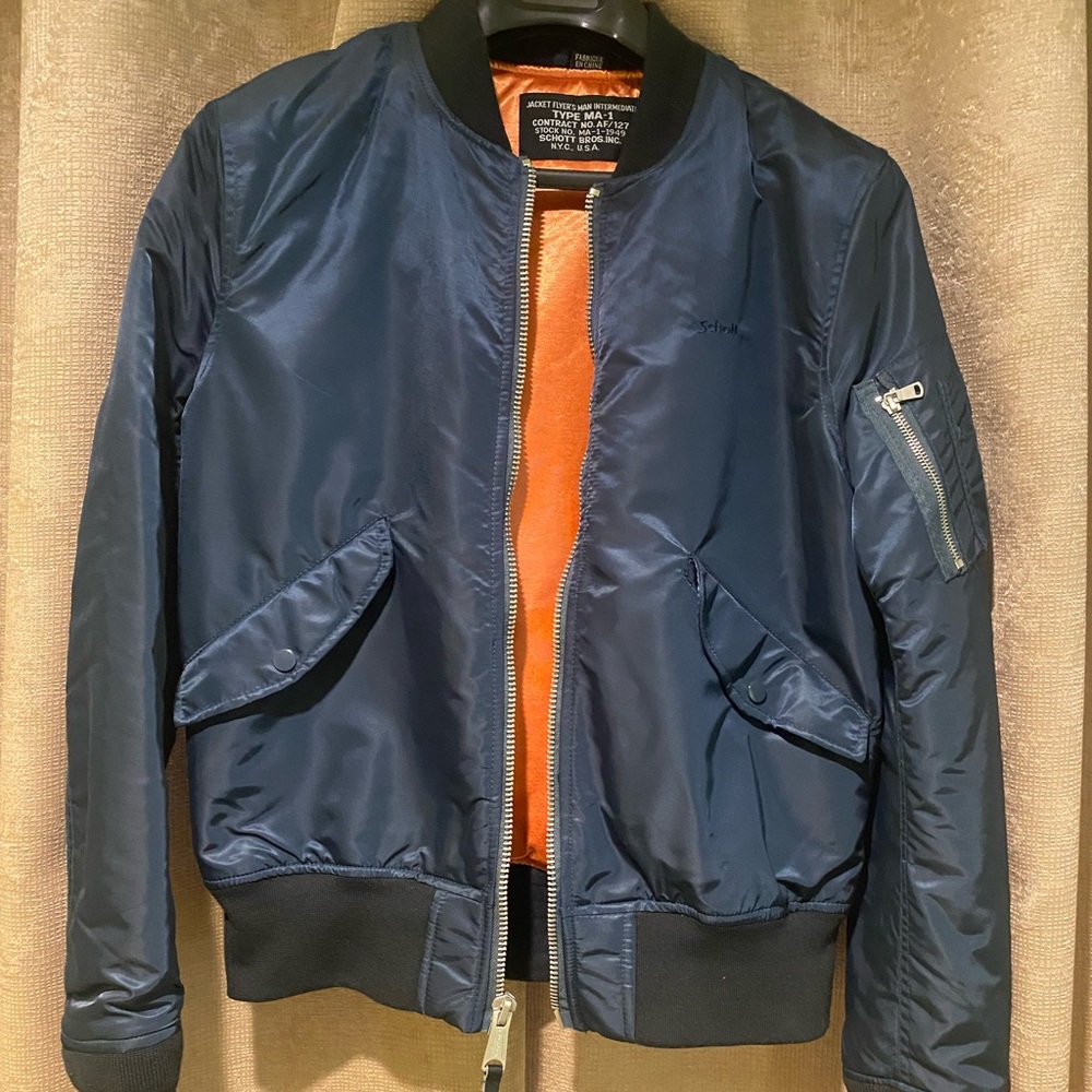 SCHOTT NYC Navy Blue Flight Bomber Size Medium NWOT